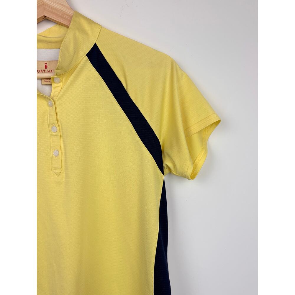 💛 Sport Haley Golf Polo | M | Yellow Navy Colorblock - Picture 5 of 6